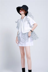 Lace Crochet Stitching Ruffled Vest Dress Two-Piece Suits